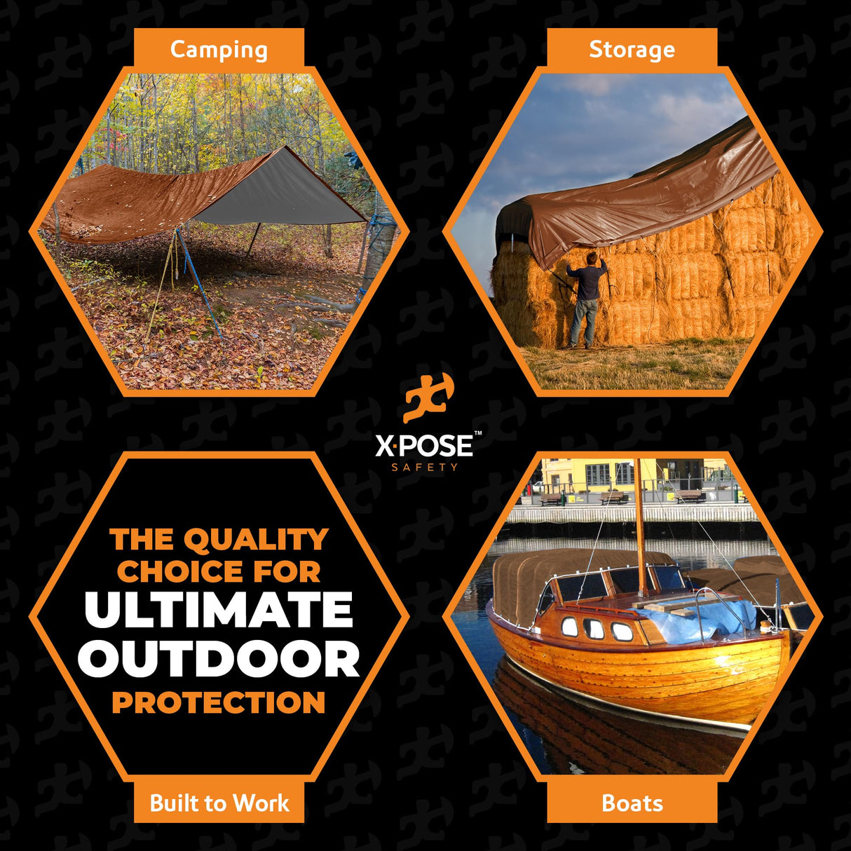 20' x 40' Brown/White Ultra Heavy Duty Tarp - 20 Mil Tarps Heavy Duty Waterproof 20x40 - Extra Large Outdoor Tarp, Waterproof Tarp Cover for Rain Camping, Tent Tarp, UV Protection, Reinforced Corners Xpose Safety