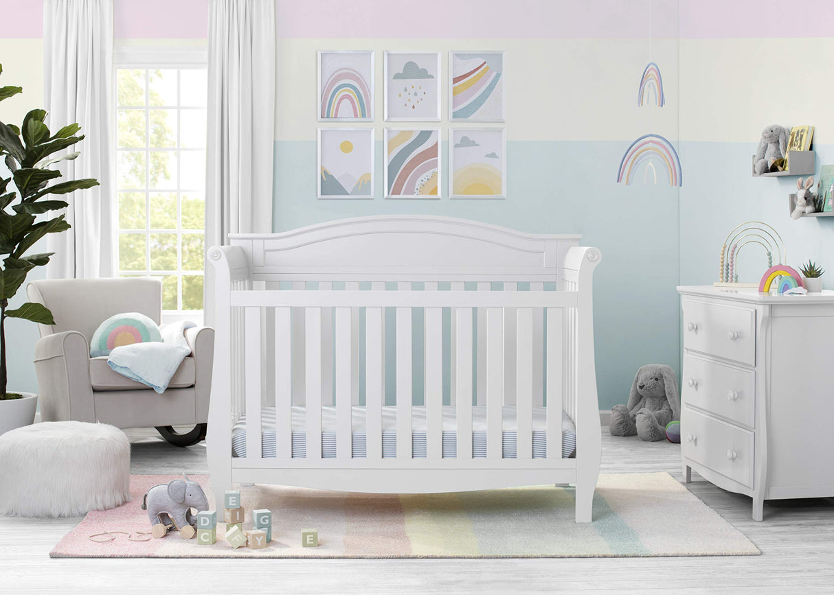 Delta Children Lancaster 4-in-1 Convertible Baby Crib, Bianca White Delta Children