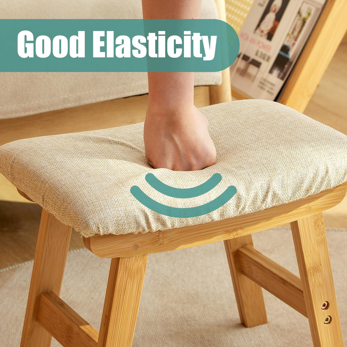 viewcare Foot Stools Ottoman, Small Foot Stool Ottoman, and Footstool, Wooden Foot Stool, Sofa Footrest Extra Seating for Living Room Entryway Office viewcare