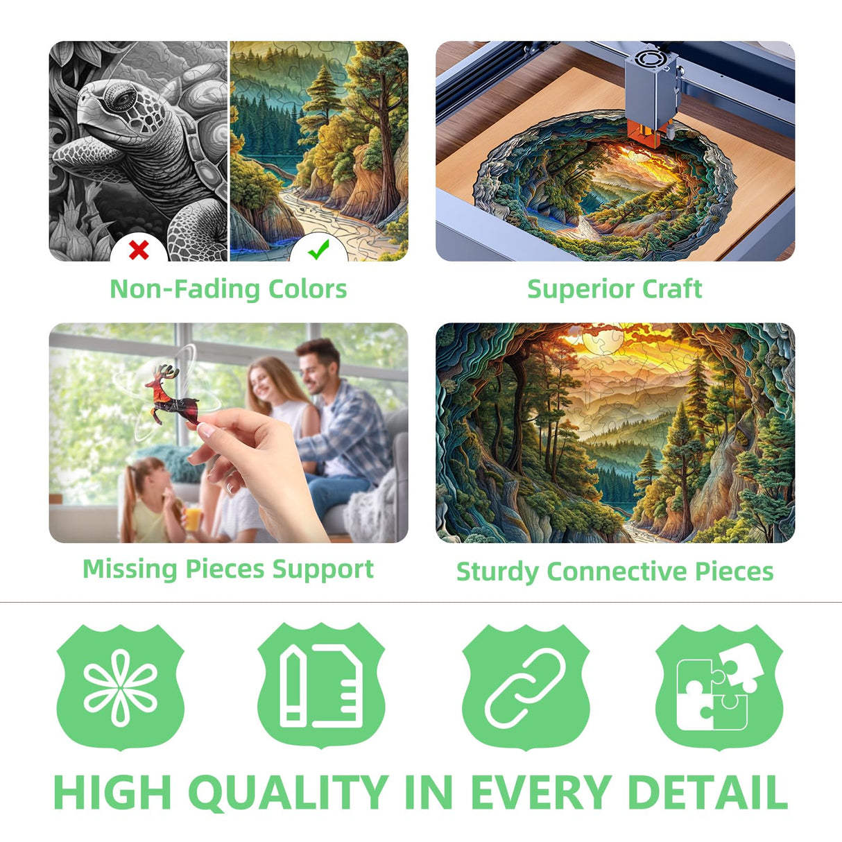 Wooden Puzzles for Adults, 3D Vision Effects Cave Forest Wooden Jigsaw Puzzles for Adults, Unique Shaped Wood Puzzle, Hill Sunset Forest Trail Landscape Puzzle, Home Decor(M-11.4 * 11.3in -200 pcs) Pijesaksa