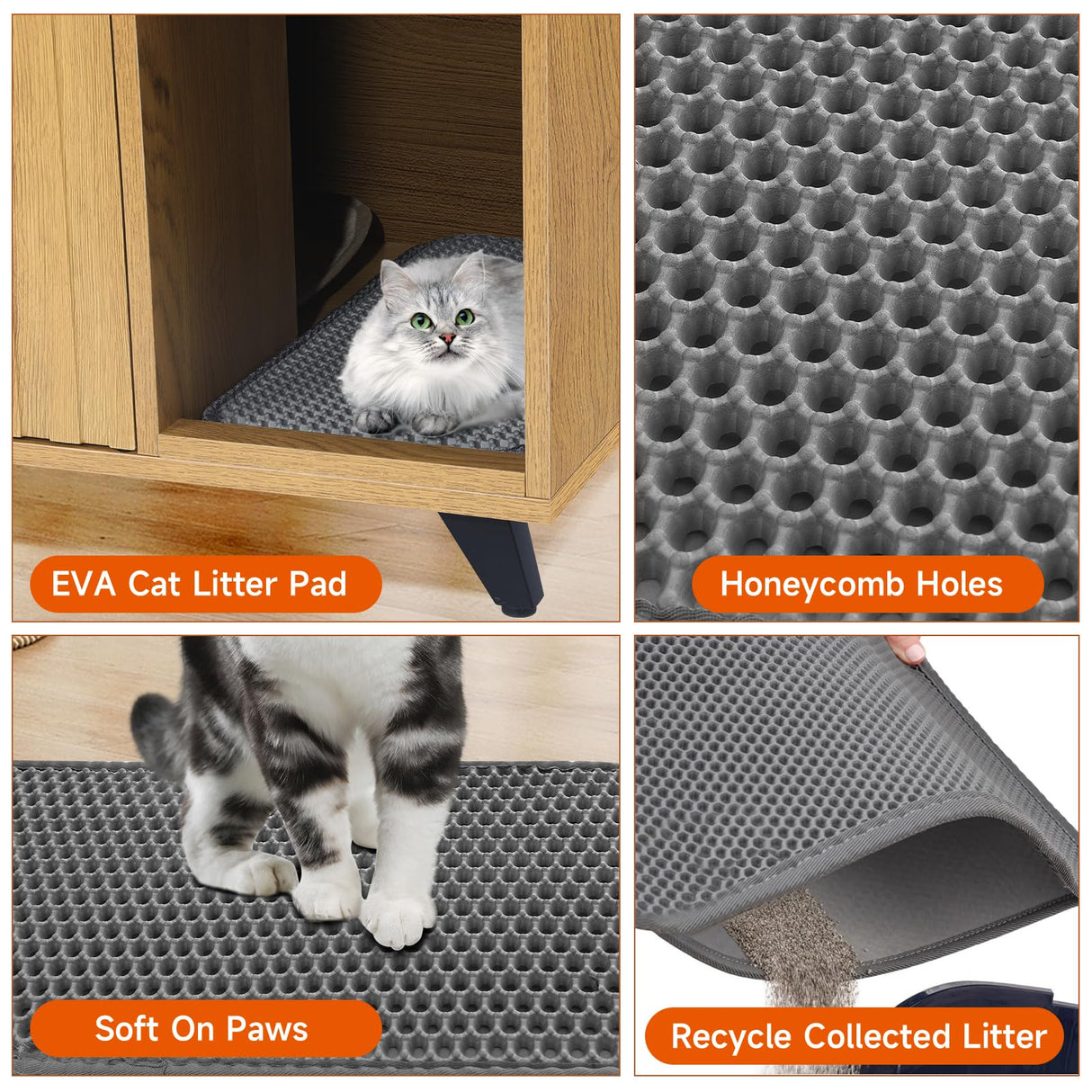 QuicMiou Cat Litter Box Enclosure, Modern Cat Litter Box Furniture Hidden, with Scratching Pad, 4 Metal Legs, Cat House, Natural Oak QuicMiou