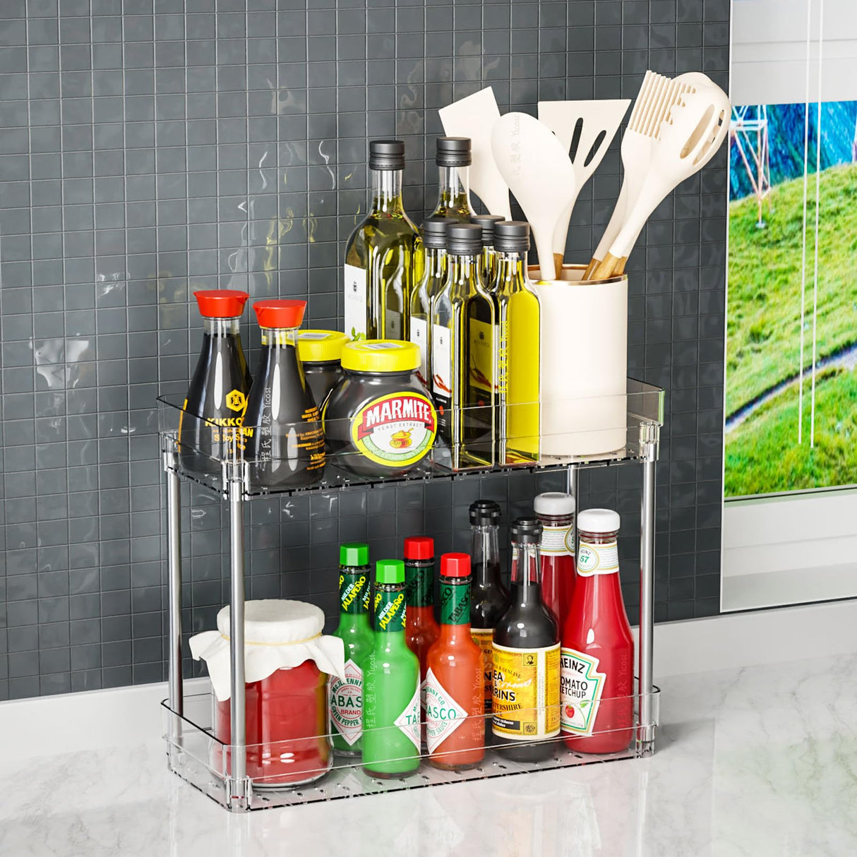 Yieach Slim Rolling Cart with Wheels for Small Spaces,3 Tier Skinny Utility Bathroom Storage Cabinet & Laundry Room Organization,5.1″W Narrow Shelf Unit for Small Spaces,Toilet Side,Office,Kitchen Yieach