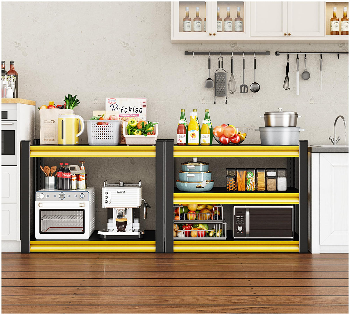 Rufokisa 40" W Garage Shelving Heavy Duty, 1500LBS Loads Adjustable Garage Storage Shelves,3-Tier Metal Storage Racks and Shelving Units, Utility Rack Shelves,40" W x 18" D x 36" H,Yellow Rufokisa