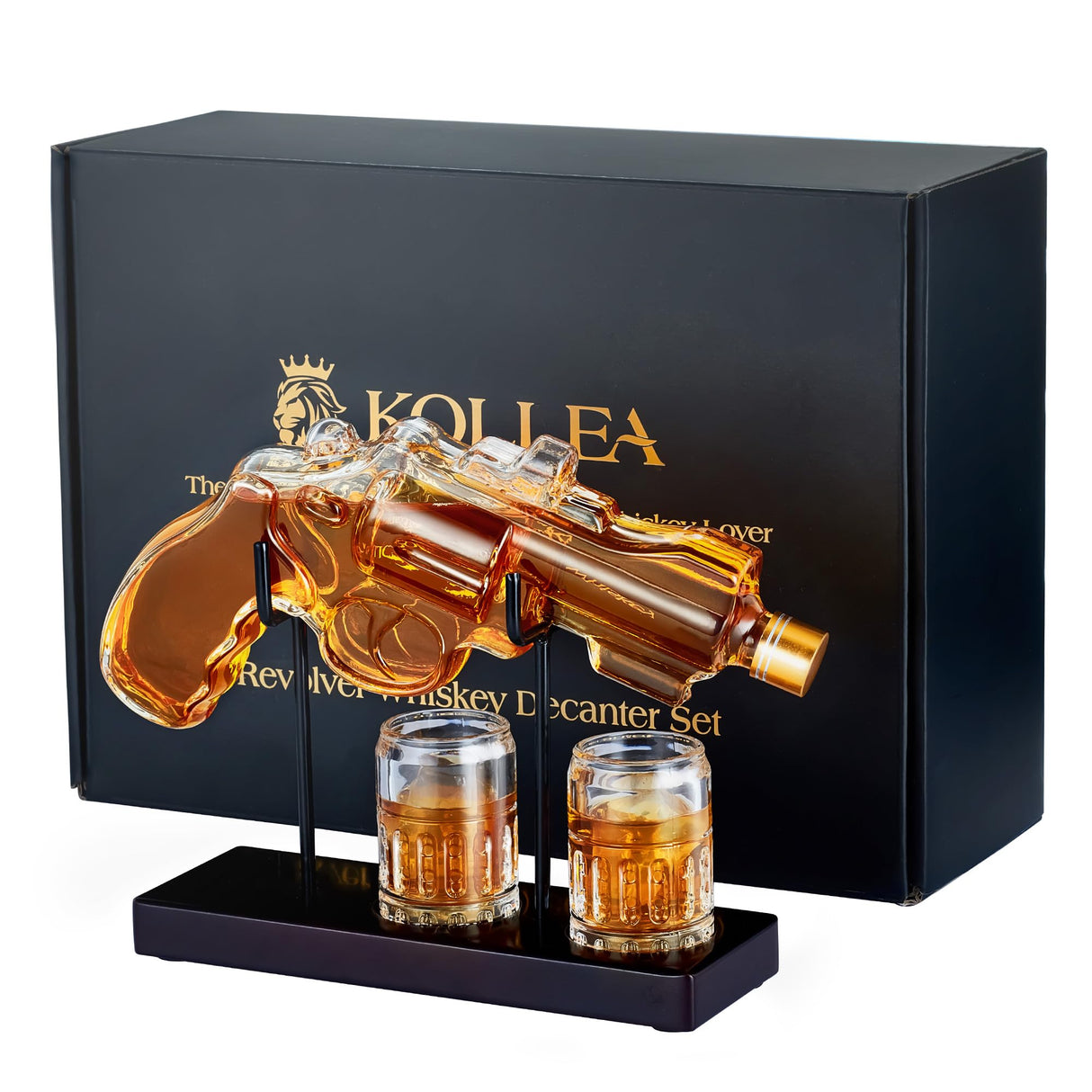 Birthday Gifts for Men Dad, Kollea Gun Whiskey Decanter Set with Shot Glass, Cool Anniversary Christmas Gift Ideas for Him Husband Brother, Funny Military Retirement Present, Home Bar Drinking Party Kollea