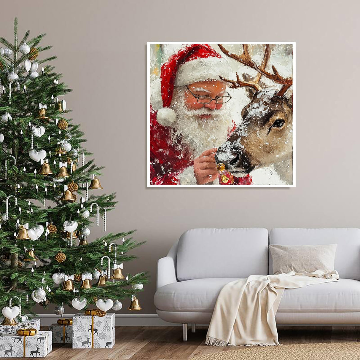 Christmas Paint by Numbers for Adult,Paint by Numbers Kit for Adults Beginners,DIY Paint by Numbers Acrylic Paint Canvas Santa Elk Painting Kits Art,Home Wall Decor, 11.8X11.8 inch(Without Frame) APTDYIGL