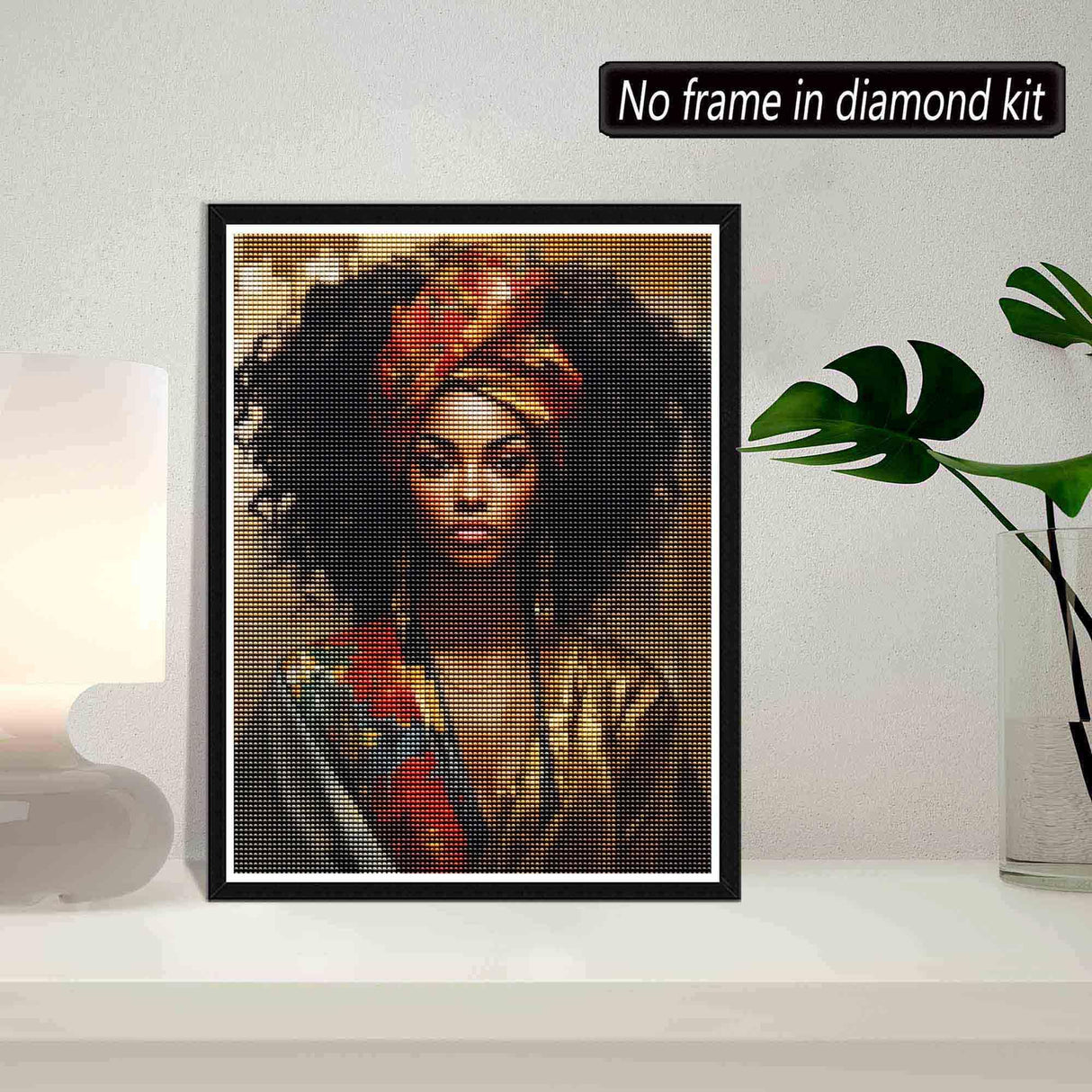 SKRYUIE 5D African Woman Diamond Painting Kits - DIY Diamond Art Kits for Adults African American, Full Round Drill - Crystal Cross Stitch - Adults Craft for Wall & Office Decor - 12x16 inch SKRYUIE