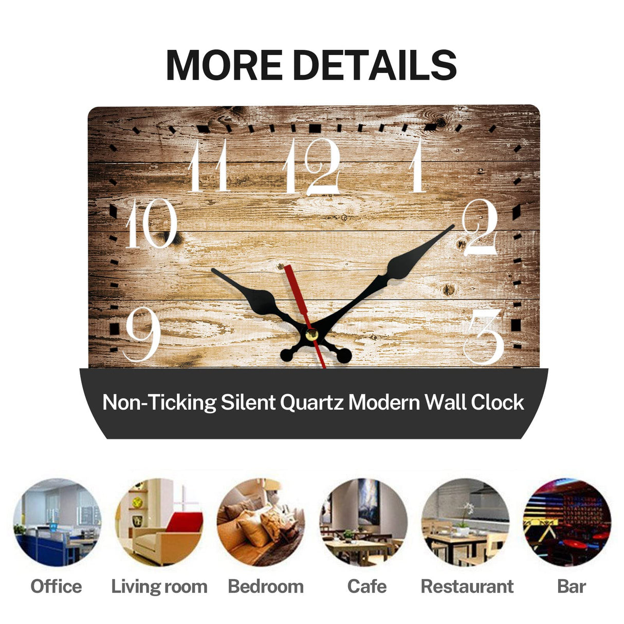 ArtSocket Wooden Wall Clock Silent Non-Ticking, Brown Grain Cracked Ancient Dirty Fence Gray Rustic Coastal Square Wall Clocks Decor for Home Kitchen Living Room Office(12 Inch) ArtSocket