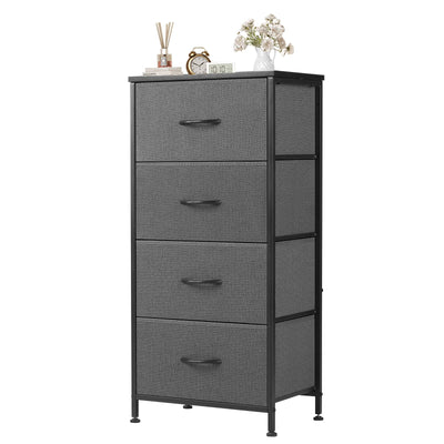 Atilioo Dresser for Bedroom with 4 Drawers, Anti-Tip Tall Fabric Chests Storage Organizer Tower Furniture with Wooden Top Metal Frame for Clothes, Closet, Living Room, Hallway, Entryway