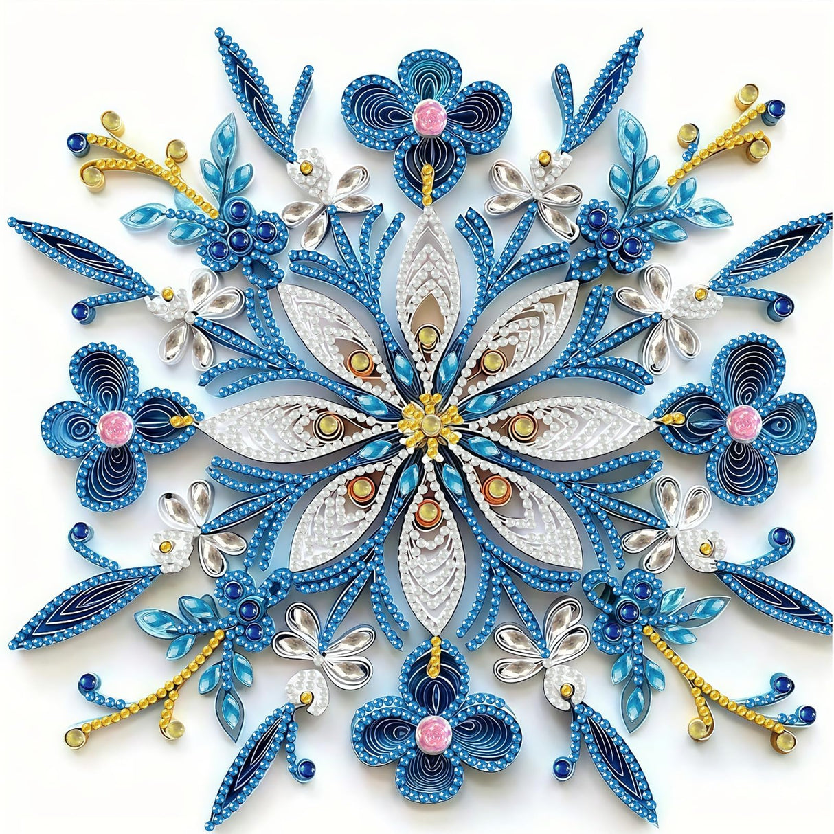 BYGFHLYW 5D Crystal Art Diamond Painting Kits for Adults, Elegant Blue Mandala Flower Diamond Art Kits for Adults Beginner, DIY Diamonds Dot Gem Painting for Home Wall Decor 11.8x11.8inch BYGFHLYW