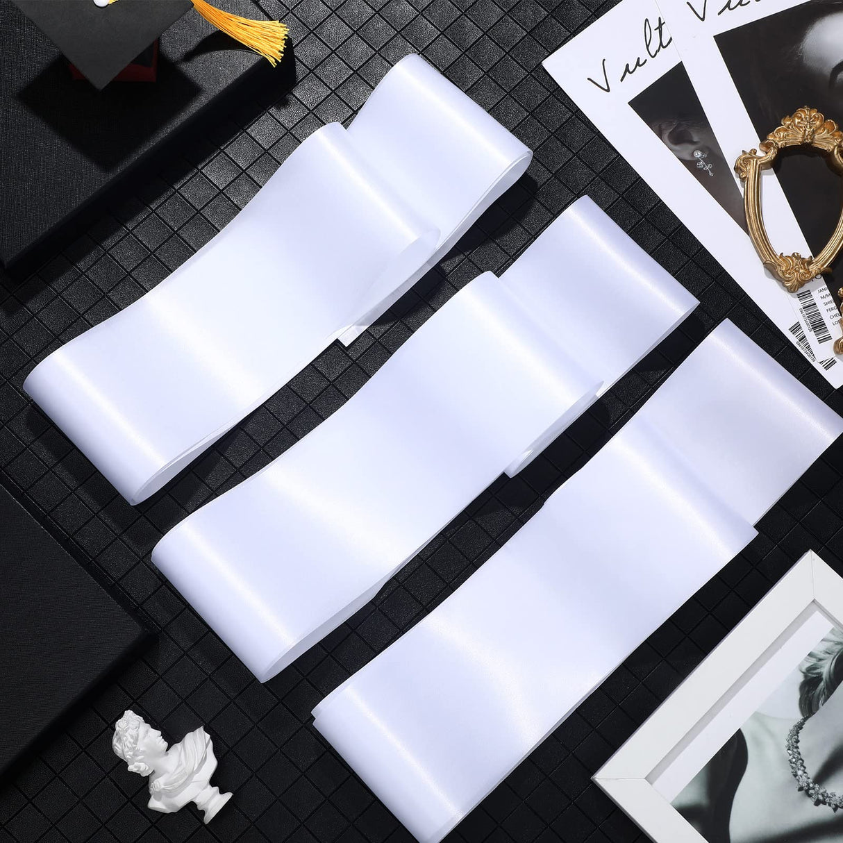 Geyoga 48 Pieces Class of 2025 Sash Satin Sashes Pageant Sashes Plain Sashes for DIY Wedding Birthday Party Supplies Decor(White) Geyoga