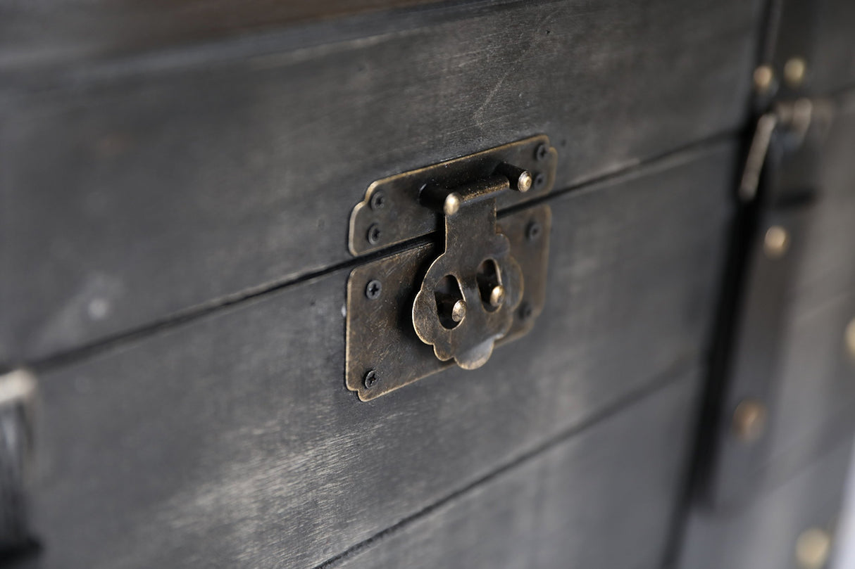 Vintiquewise Distressed Black Medium Wooden Storage Trunk Vintiquewise