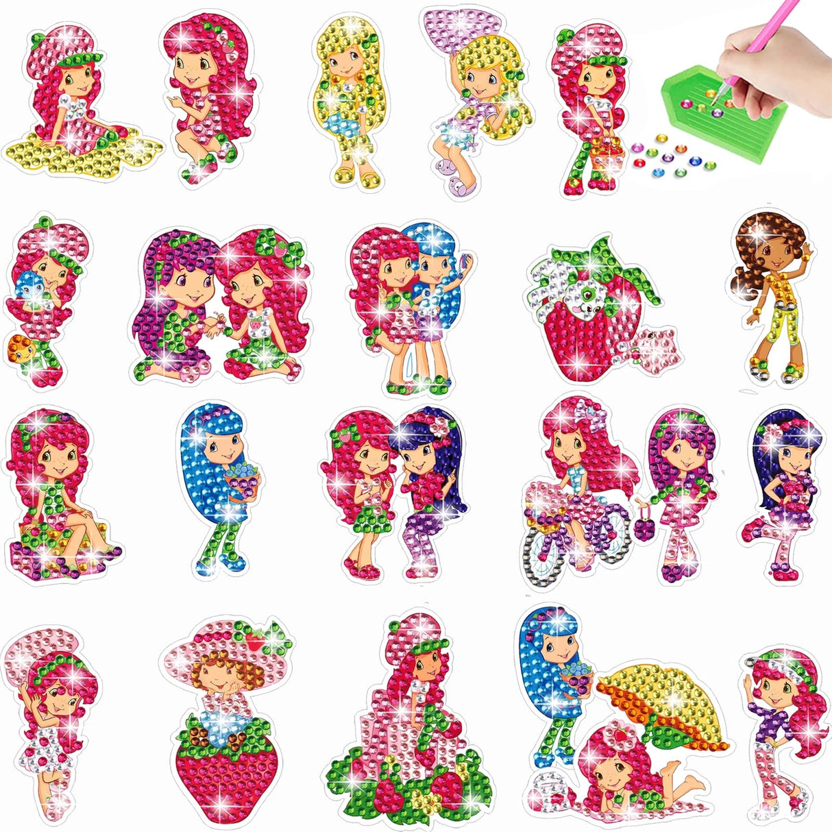 FLYSONG Diamond Art Kits for Kids Adults,DIY Cartoon Princess 22 Pcs Creative Diamond Art Stickers - Gem Painting Craft Mosaic Stickers by Number Kits (Cartoon Princess) FLYSONG