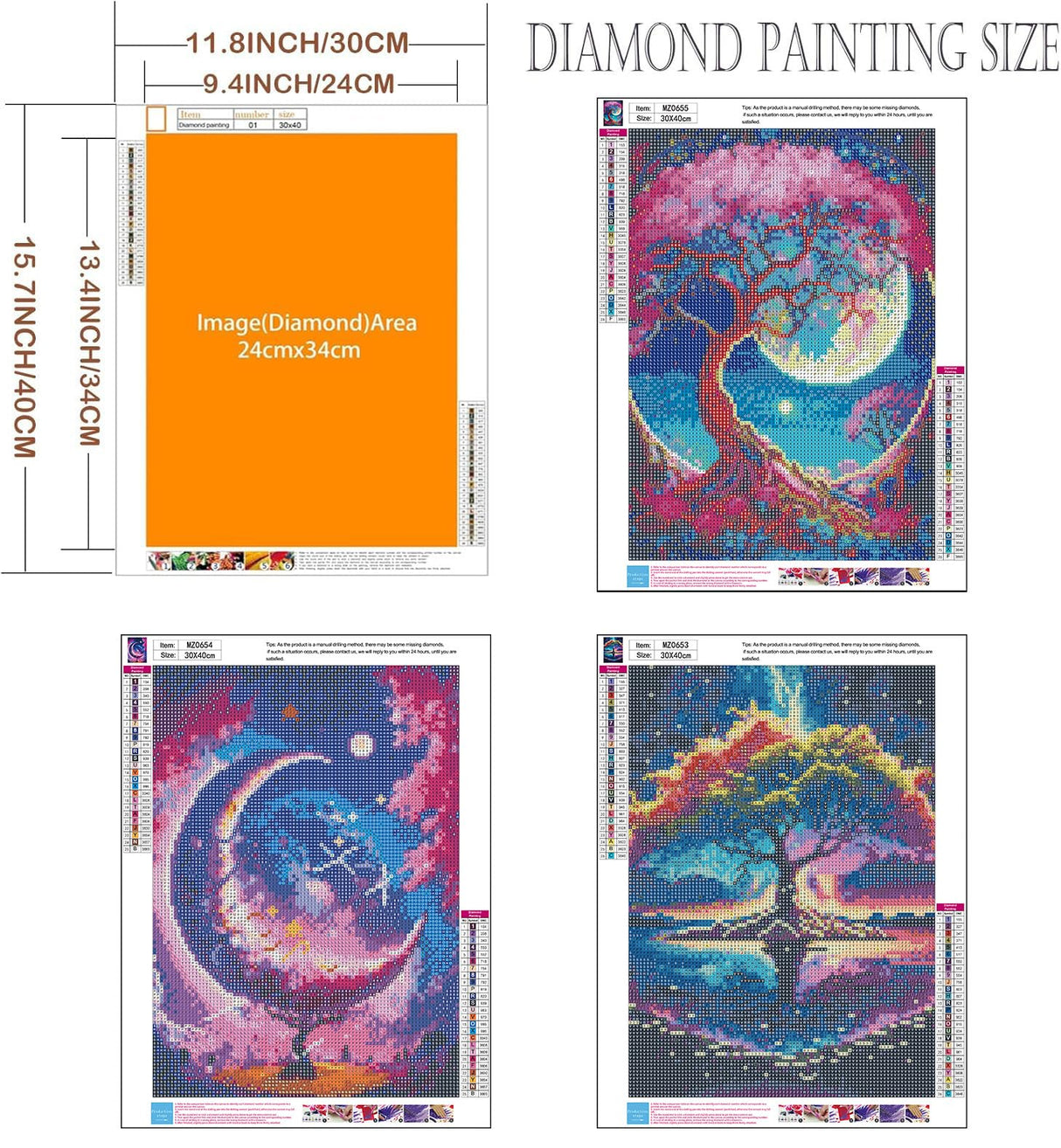 Axquilon 3 Pack Tree of Life Diamond Art Kits for Adults - Diamond Painting Kits for Adults Beginner, DIY 5D Full Drill Gem Art for Home Wall Decor 12x16 inch Axquilon