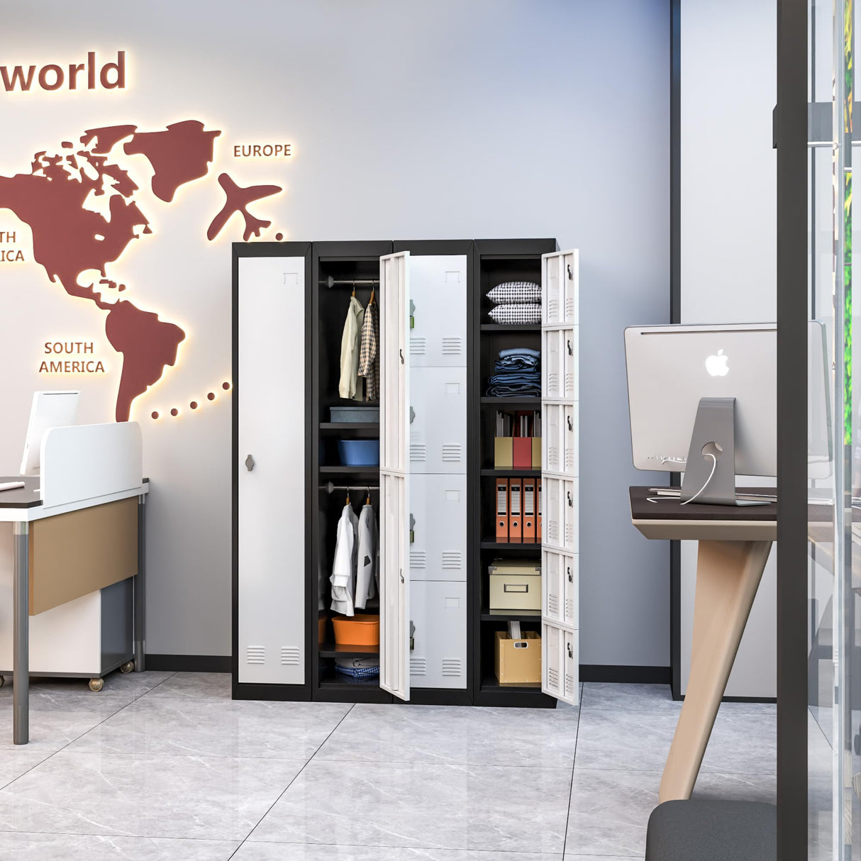 Metal Storage Cabinet Locker 1 Door for Pool Club Office Gym School Commercial Black (1 Door) Generic