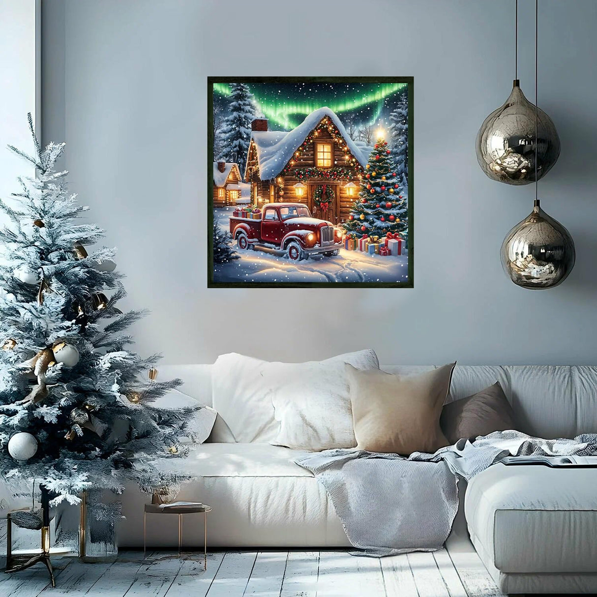 NWQZBYHT Christmas Diamond Art Kits for Adults,House,Truck 5D Diamond Painting Kits for Beginner,DIY Round Full Drill Diamond Dots Gem Art for Adults, Paint by Diamonds Craft Home Decor 13.78x13.78 In NWQZBYHT