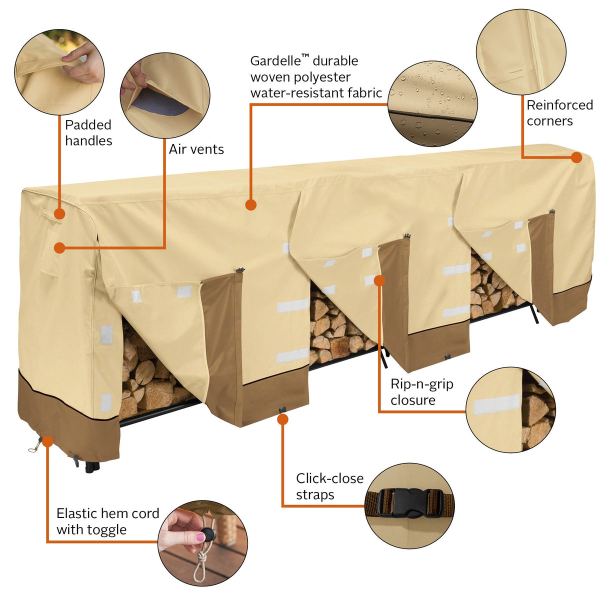 Classic Accessories Veranda Water-Resistant 12 Foot Log Rack Cover, Outdoor Patio Cover Classic Accessories