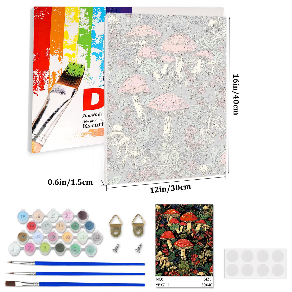 Lxmsja Red Mushroom Paint by Numbers Kit for Adults, Forest Acrylic Paint by Numbers for Adults Beginner, DIY Craft Supplies Oil Painting Kits for Home Wall Decor 12x16 inch (Framed) Lxmsja