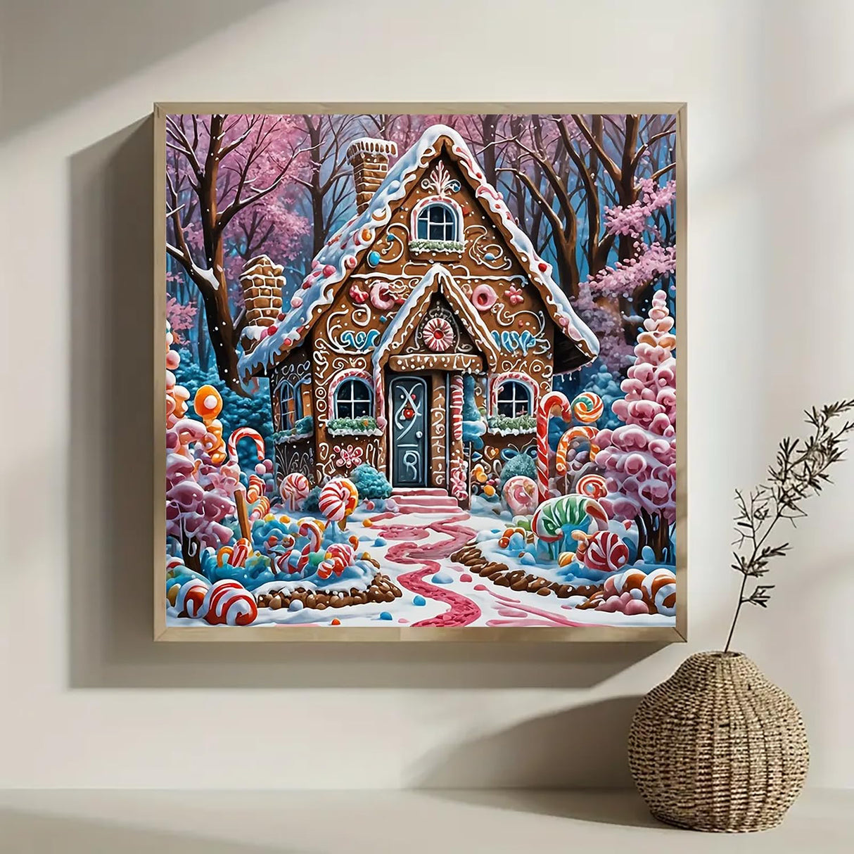 VCLKDIY Winter House Tree Diamond Art Kits for Adults, 5D Diamond Painting Kits for Adults Beginners, DIY Full Round Drill Diamond Dot Painting Gem Art Kits for Adult, Home Wall Decor 13.8x13.8 Inch VCLKDIY