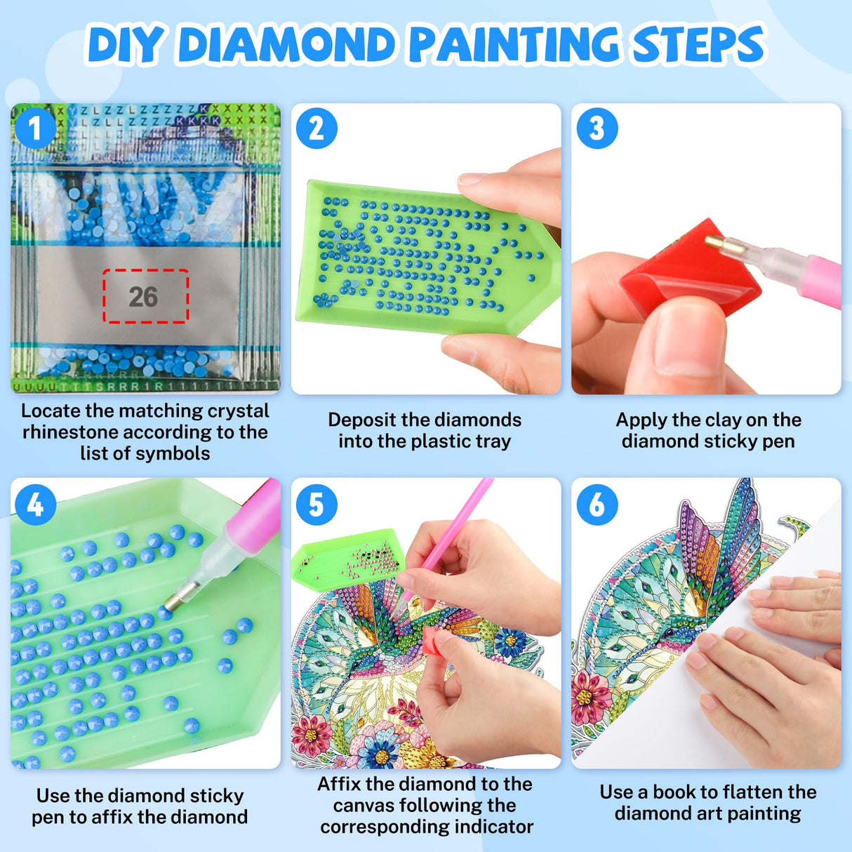 Bowetile Bird Diamond Art Hanging Kits for Adults Kids, 5D Special Shape Diamond Painting Flowers Pendant Kits, Animal Gem Art Suncatchers Painting Ornament for Home Garden Wall Decor Bowetile