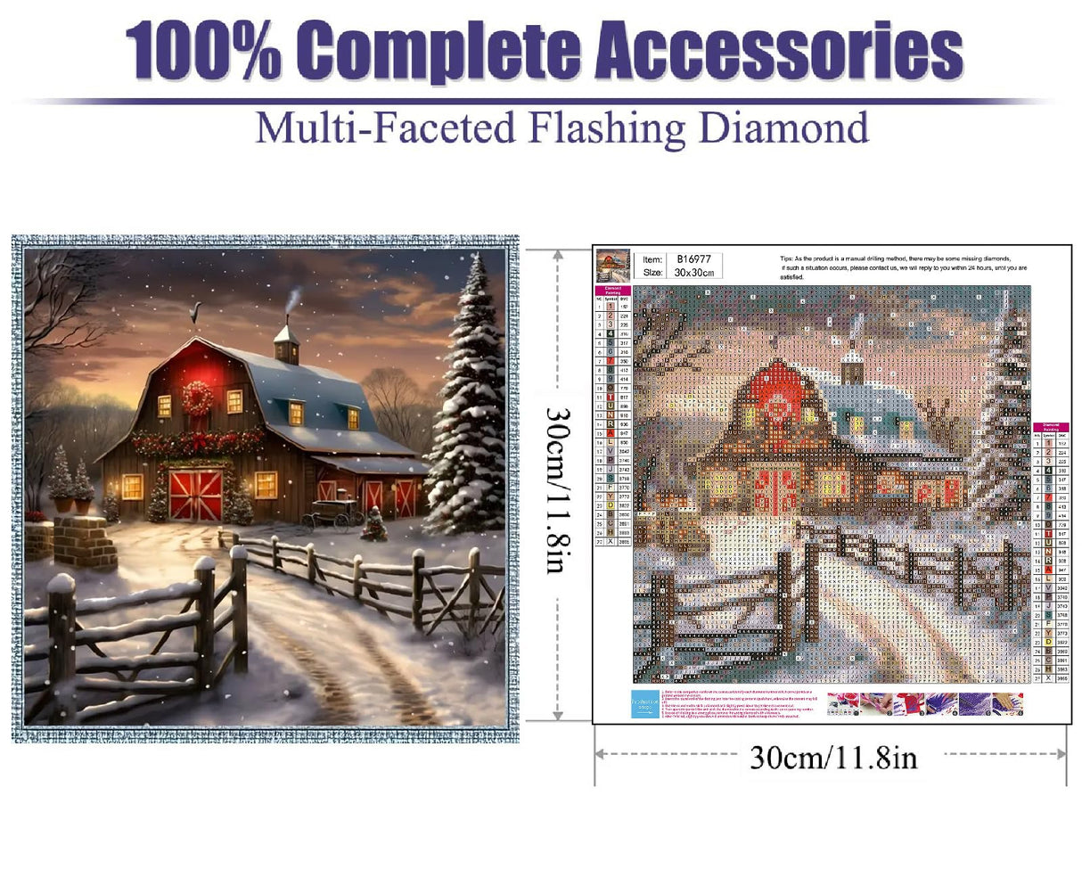 STGLCR Christmas Snowy Night Diamond Painting Kits,Winter Diamond Art Kit for Adults,Red House 5D Paint with Diamond Full Drill for Beginners Wall Decor12x12 STGLCR