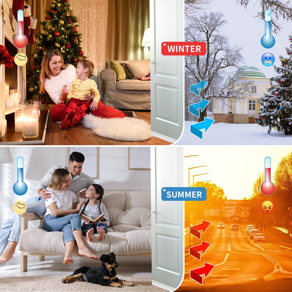 GroTheory 2 Pack Under Door Draft Stopper, Home Essentials, Weather Stripping Door Seal, Bottom of Door Sweep, Garage Window Blocker Noise Dust Insulation Draft Guard, 39" L, Black GroTheory