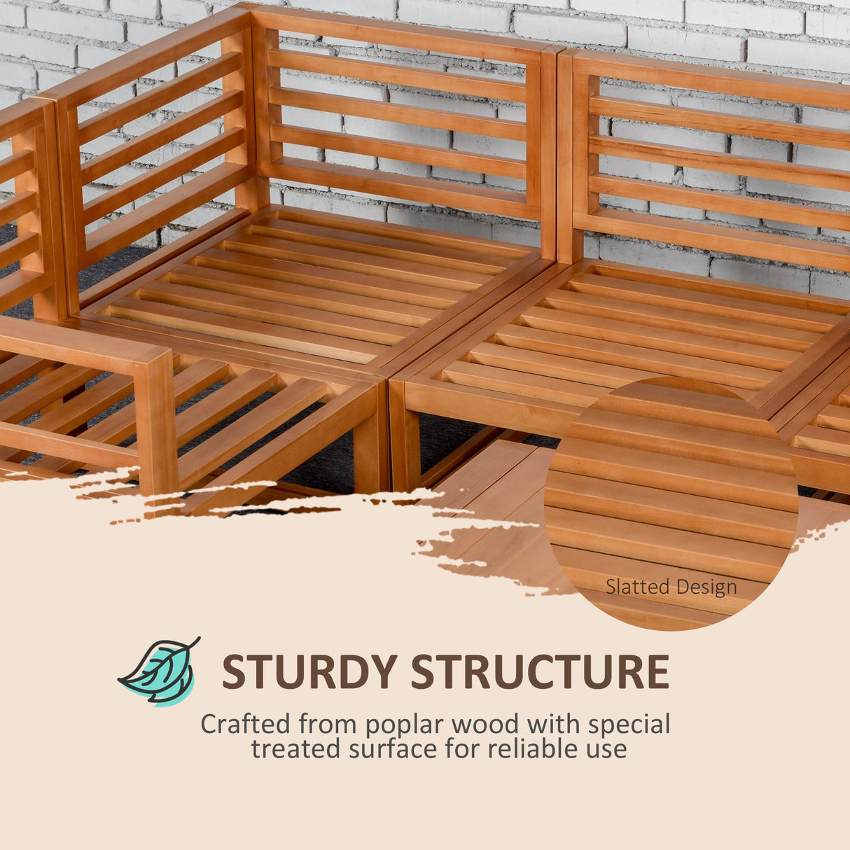 Outsunny 4 Seater L Shaped Patio Furniture Set with Coffee Table and Cushions, Wood Outdoor Sectional Sofa Conversation Set for Garden, Backyard, Porch and Poolside (Gray) Outsunny