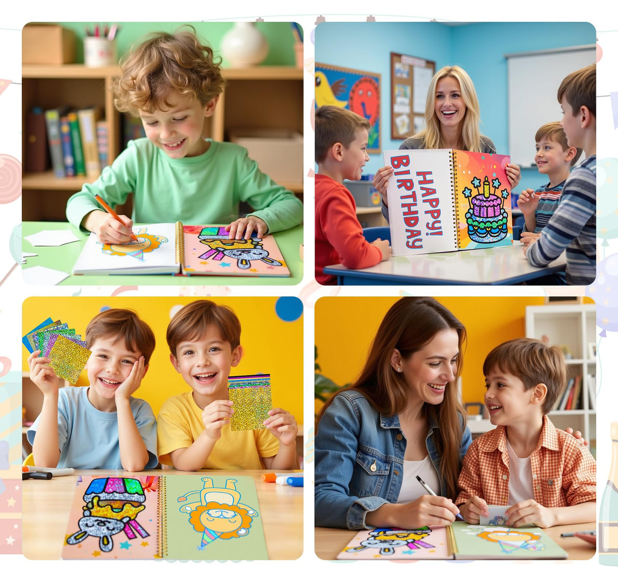 ilauke Art Craft Activity for Kids, No Mess DIY Creative Birthday Foil Art Kits, 2-in-1 Creative Travel Book for Girls Age 4-9, Idea Stuffers Valentines Gifts for Girls Boys, Travel Activities ilauke