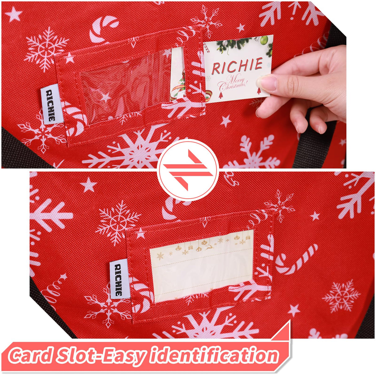 RICHIE Christmas Tree Storage Bag 9ft (3pc Set), 600D Oxford Tear-proof Xmas Tree Bag, Fits Up to 9 Foot Artificial Trees, Reinforced Handles & Zippered & Durable, Holiday Decoration Storage Bags, Red RICHIE