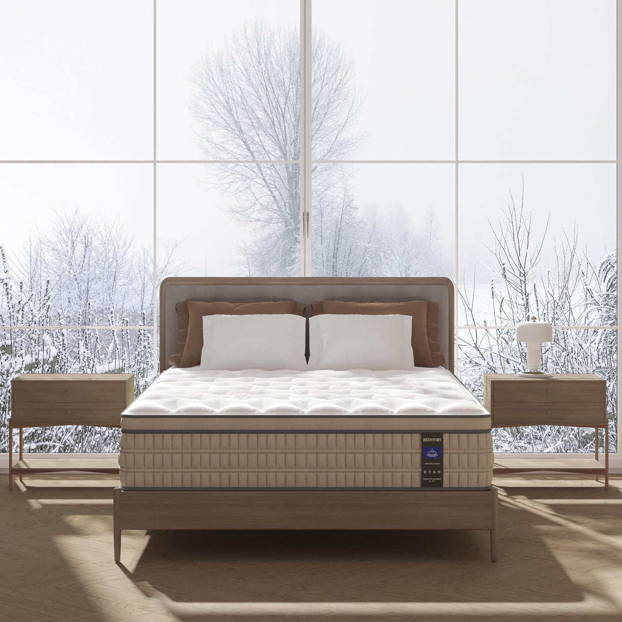 BedStory King Mattress 14 inch - Plush Hybrid Mattress in a Box for Extra Lumbar Support, 365-Night Trial, Soft Deep Sleep Spring Mattress Motion-Isolation, Fiberglass Free Bed, CertiPUR-US Certified BedStory