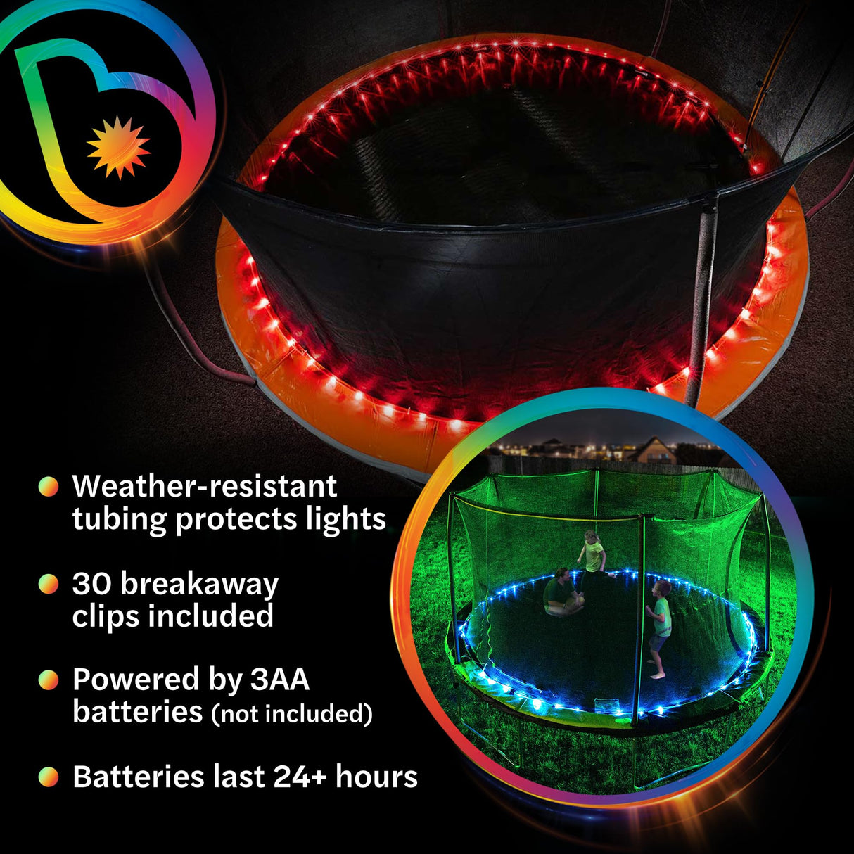 Brightz Bounce LED Trampoline Lights Trampoline Accessories for Kids Trampoline Toys Trampoline Games 14 14ft 16 16ft 15 15ft Summer Fun for Kids Outdoor Trampoline Game Trampoline Stuff Brightz