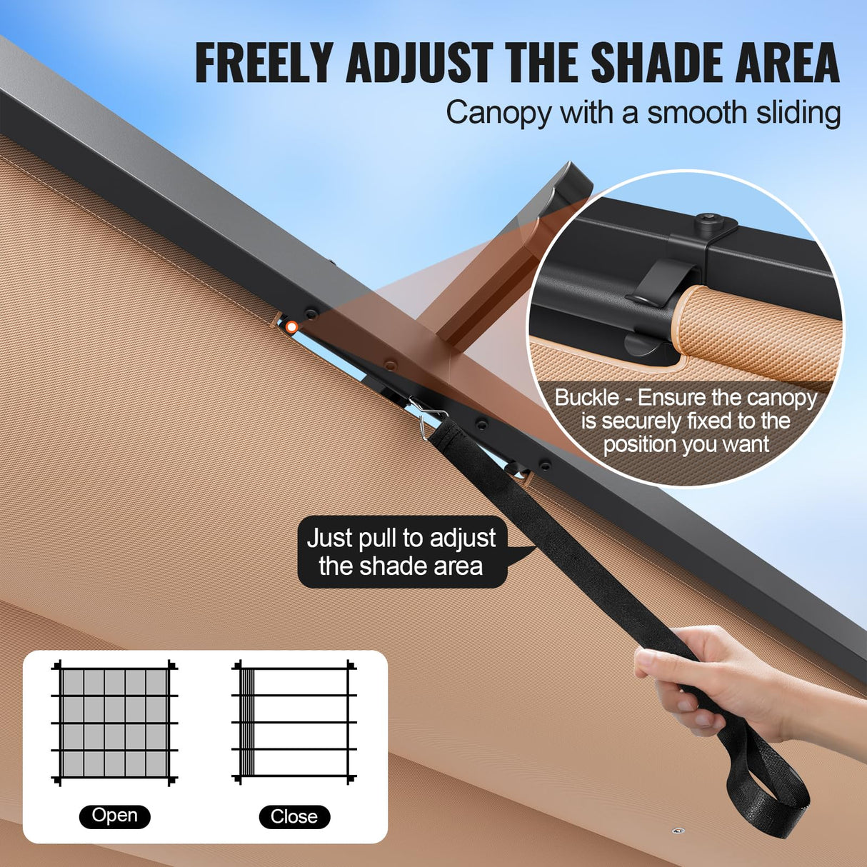 VEVOR 10'x10' Outdoor Retractable Pergola with Canopy, Aluminum Pergola with Retractable Canopy, Modern Pergola with Sun Shade Canopy for Patios, Gardens, Decks, Backyards (Beige) VEVOR