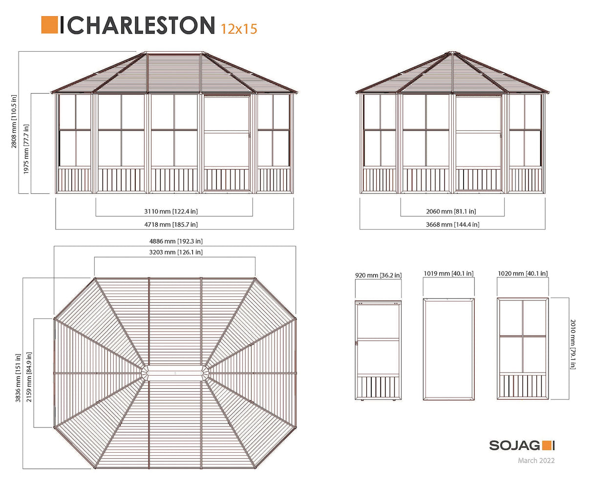 Sojag Outdoor 12' x 15' Charleston Solarium, Outdoor Sun Shelter and Shade Structure ShelterLogic