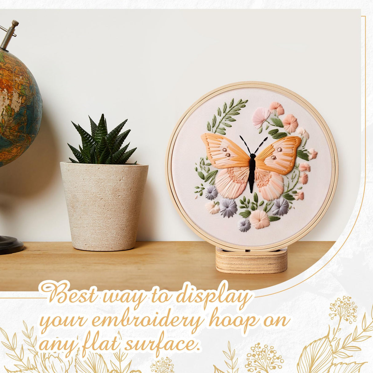 Juexica 5 Pcs Embroidery Hoop Display 3 x 2.76 Inches Embroidery Hoop Holder Wooden Base Hidden Screw Design DIY for Cross Stitch Accessories Decor Juexica