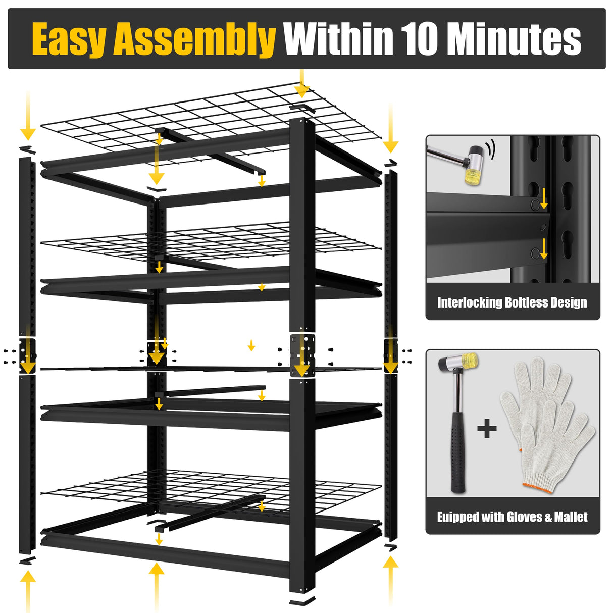 PrimeZone 40" W Heavy Duty Garage Shelving 2200 LBS 4 Tier Storage Shelves Adjustable Industrial Metal Wire Shelf Utility Rack for Garage,Basement,Pantry,Warehouse,Commercial,40" W X 20" D X 60" H PrimeZone