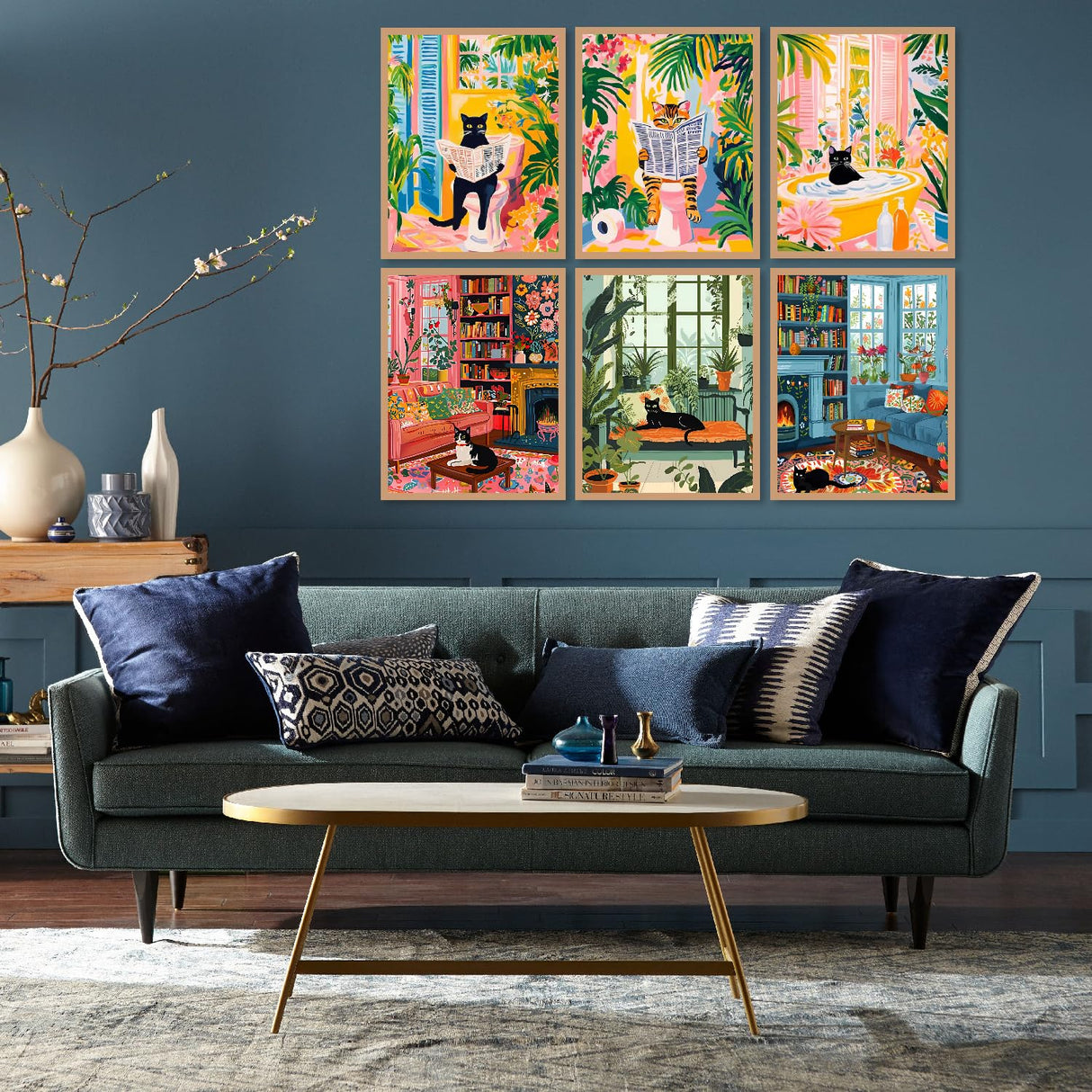 Canrichshop 6 Pack Cat Paint by Numbers Kit for Adults Without Frame,Funny Black Cat DIY Adults' Paint-by-Number Kits on Canvas,Easy Acrylic Painting Beginners Decor 9.8x13.8 Inch Canrichshop