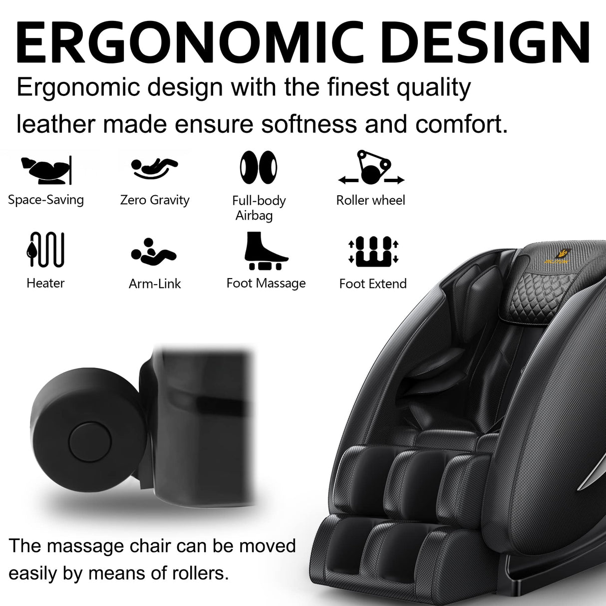Massage Chair Full Body, Zero Gravity Massage Chair with 8 Fix Rollers, Foot Massage, Heating, Auto Modes, Full Body Airbag, Touch Screen Controller, Phone Controller, Home Massage for Back Fatigue Msutree