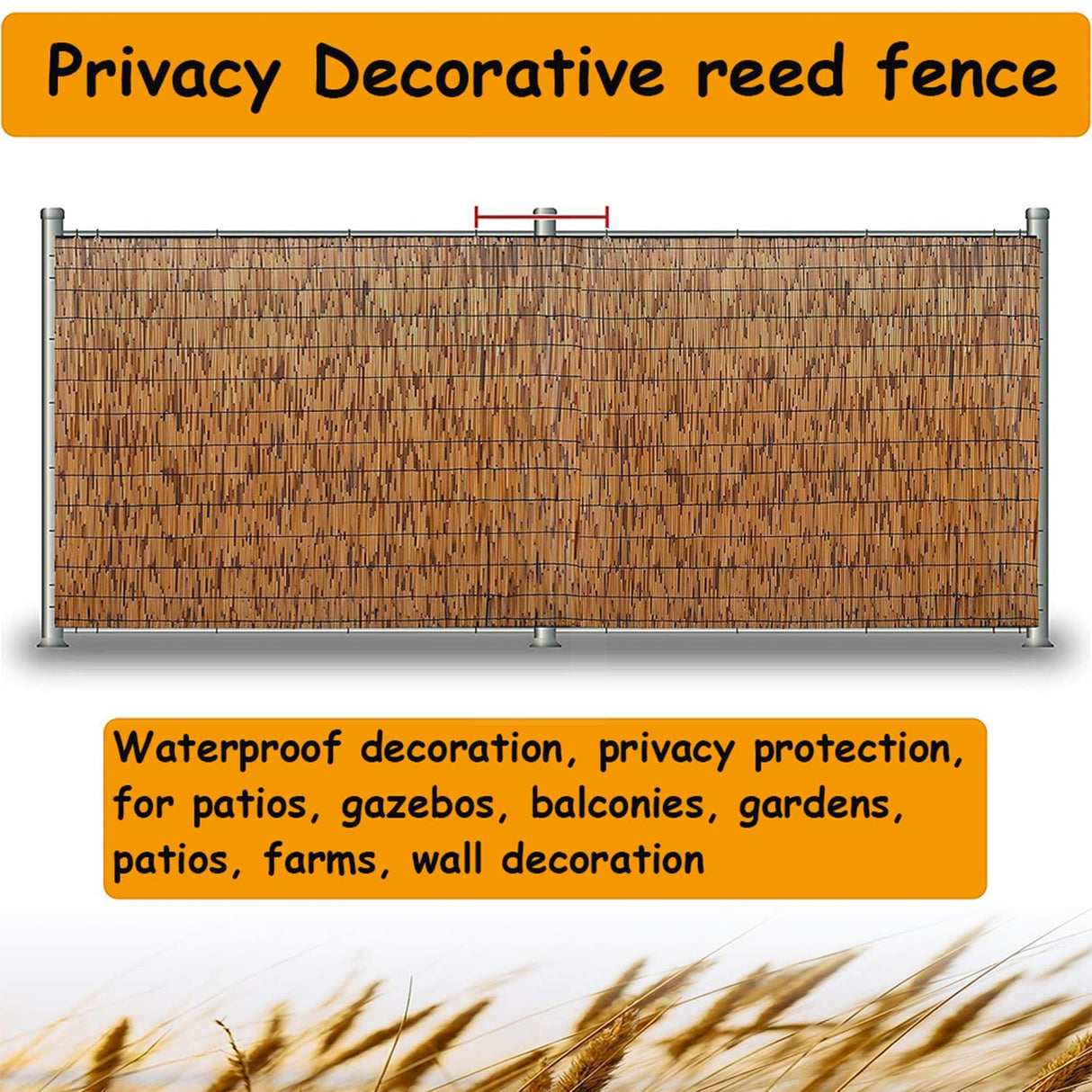 Bamboo Reed Fencing - Decorative Backyard Privacy Screen, 2-5 ft High, Weatherproof (61x213CM, 2x7ft) Bcofo