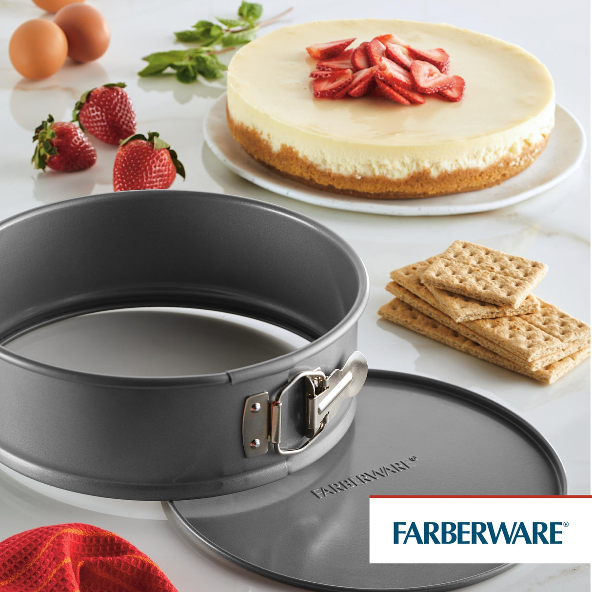Farberware Bakeware Springform Baking Pan, Round Nonstick Cheesecake Pan - 9 Inch, Gray Farberware