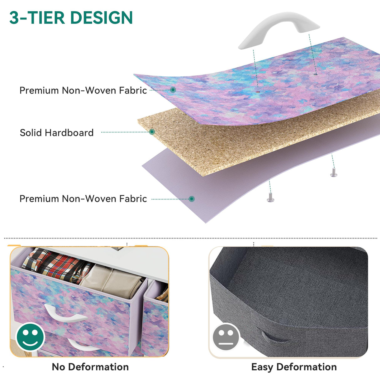 YITAHOME Wide Storage Tower with 5 Drawers - Fabric Dresser, Organizer Unit for Bedroom, Living Room, Closets - Sturdy Steel Frame, Easy Pull Fabric Bins & Wooden Top YITAHOME