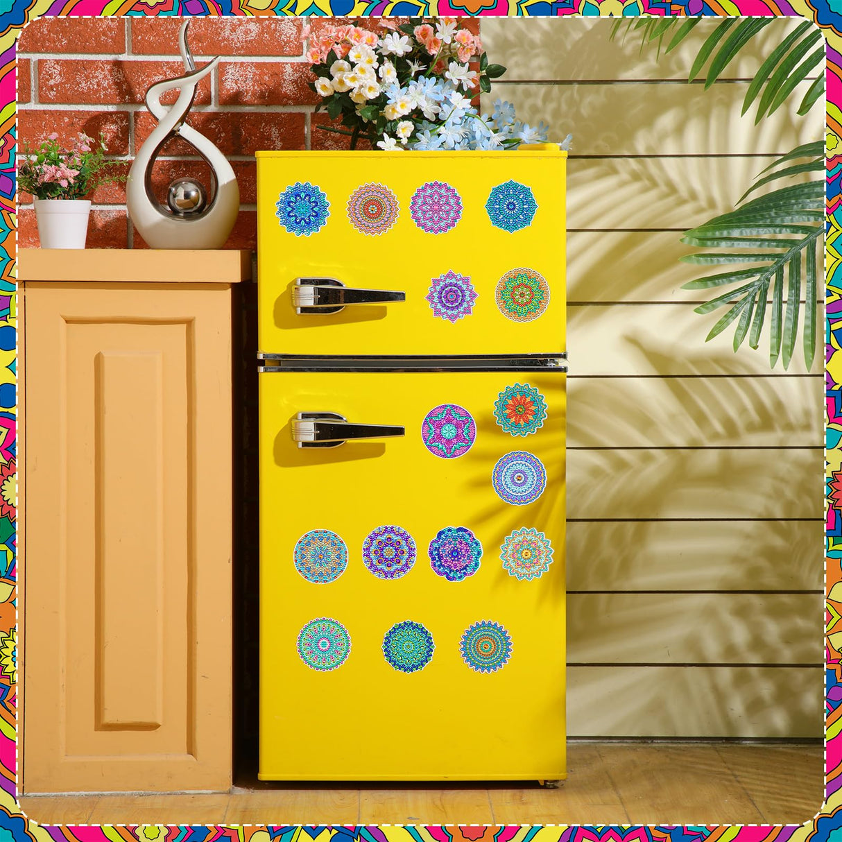 Umigy 16 Pcs Mandala Diamond Art Kits Mandala Diamond Painting Fridge Refrigerator Art Painting Stickers Decals Gift for Adults DIY Crafts Home Decor Umigy