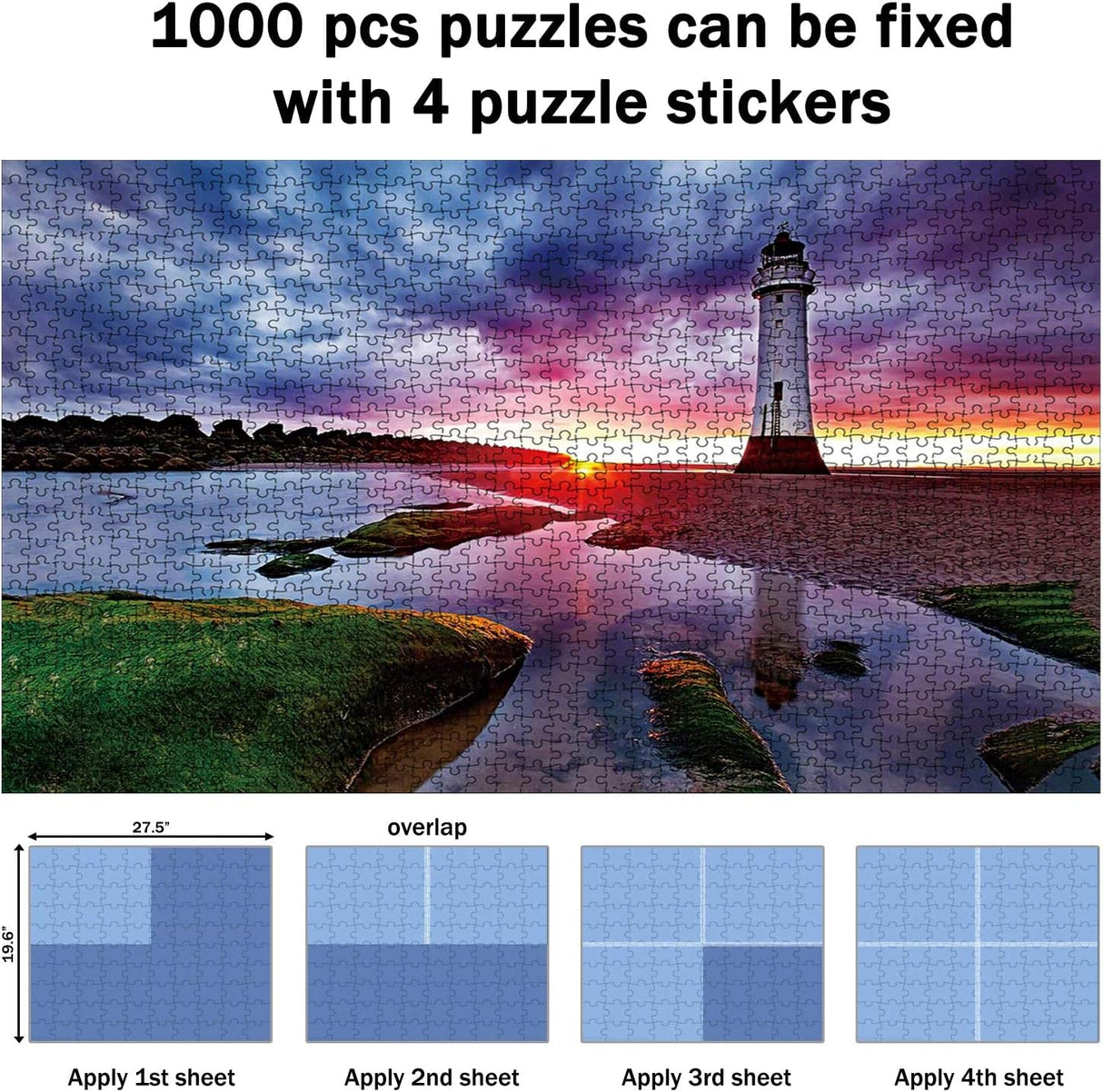 Preserve 6 X 1000 Jigsaw Puzzle Glue Sheets - 24 Peel and Stick Saver Sheets, No Stress & No Mess Backing Adhesive to Preserve Your Puzzle RECHIATO
