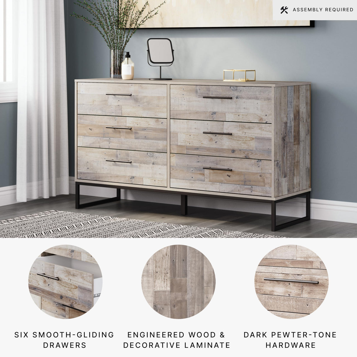 Signature Design by Ashley Neilsville 6 Drawer Dresser, Light Brown Signature Design by Ashley