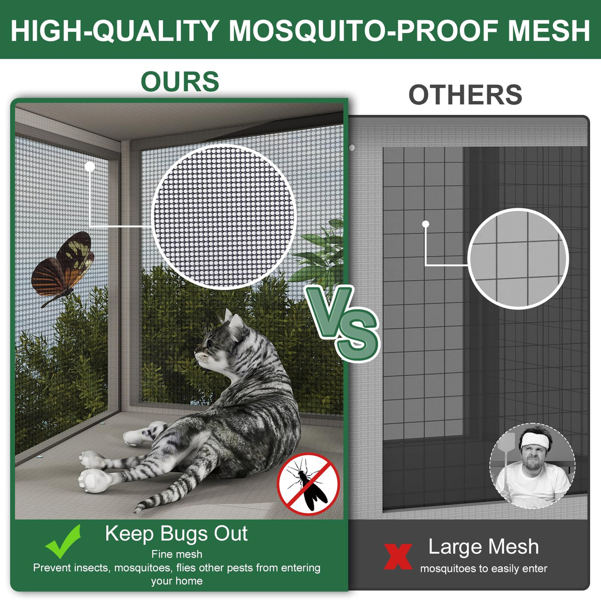 ketive Cat Catio, Expandable Window Box Enclosure for Indoor Cats, Comfortable Wooden Small Pet Perch House Hammock, All-Weather, Keep Bugs Insects Out ketive