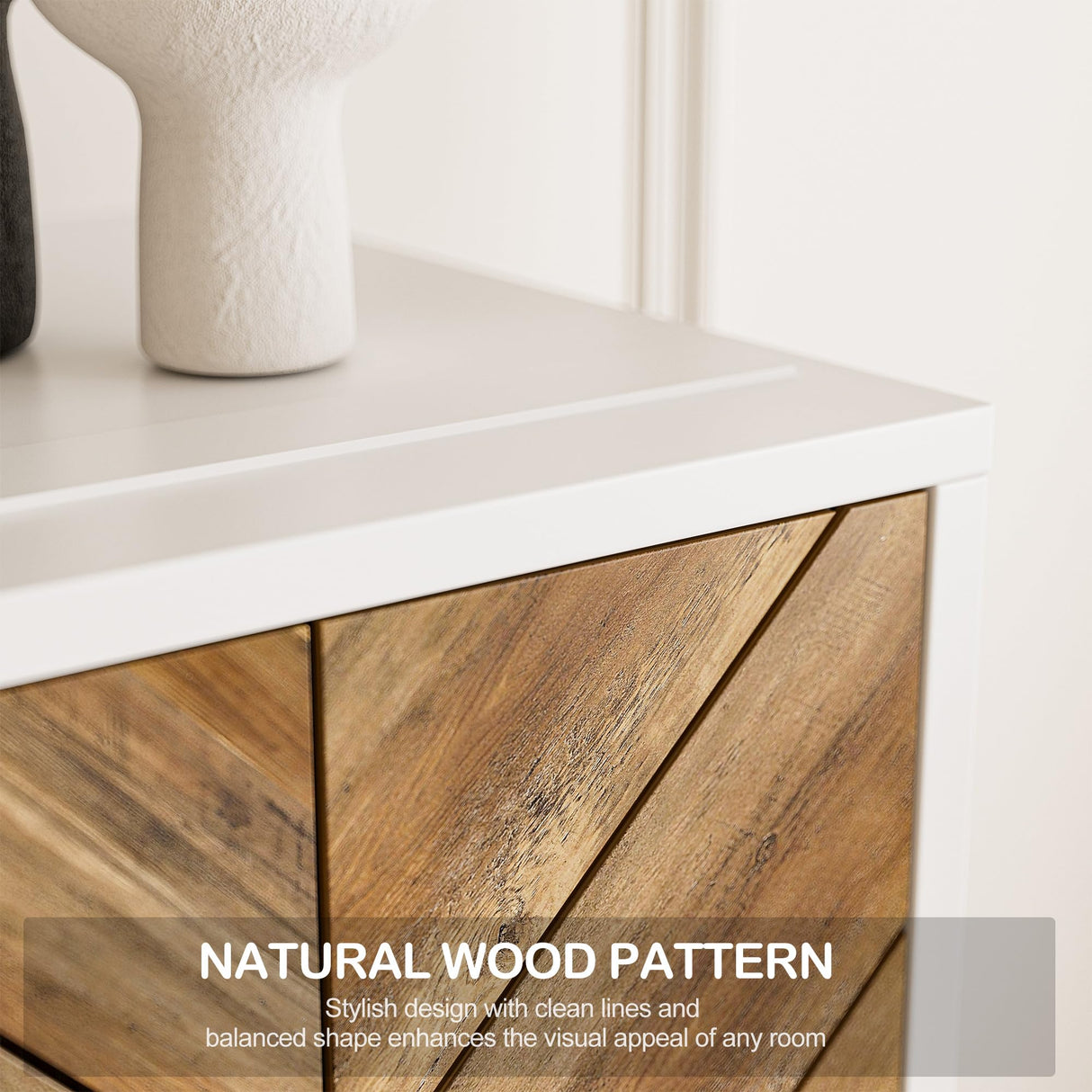 BELLEZE 68" Wood TV Stand with 36" Electric Fireplace, Entertainment Center with Storage Cabinet, Console Table for TVs up to 75 Inches, for Living Room, Bedroom - Harper (White Ebony) BELLEZE