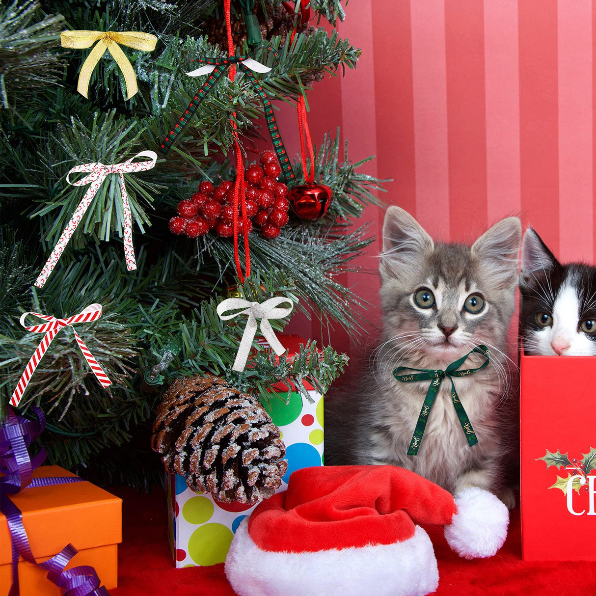 40 Rolls Christmas Thin Ribbon 80 Yard Grosgrain Snowflake Holiday Christmas Tree Gift Wrapping Ribbon Soft Crafts Xmas Polyester Satin Hair Bow Clip Accessory for Xmas DIY Craft Decor Syhood