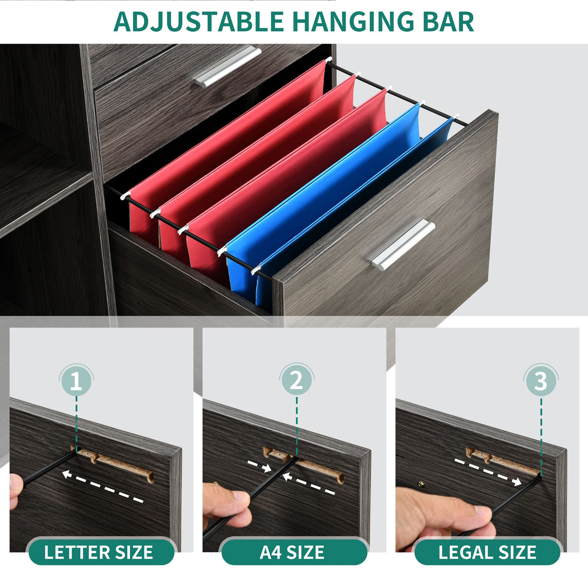 YITAHOME File Cabinet with Charging Station, Mobile Lateral Filing Cabinet with Lock for Home Office, Printer Stand with Open Storage Shelf, Fits A4, Letter, Legal Size Files, Office Furniture, Grey YITAHOME