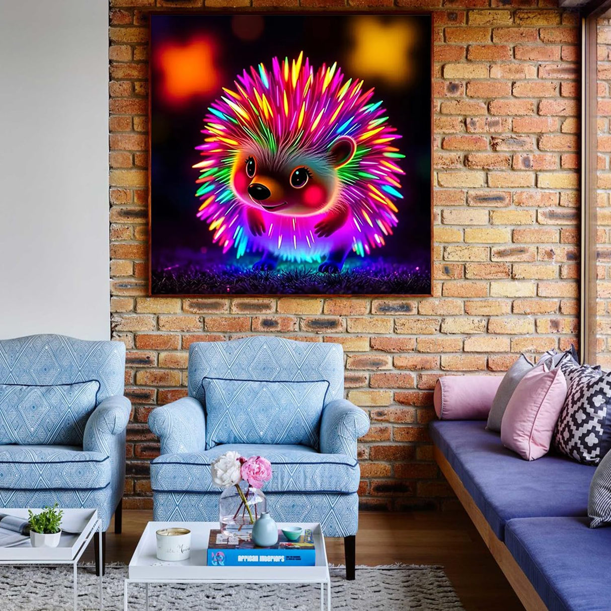 CHWGLFGG 5D Diamond Art Kits for Adults Beginners, Glowing Hedgehog Diamond Painting Kits, DIY Full Round Drill Paint by Diamonds Dot Gem Art for Adults, Home Wall Decor 13.7X 13.7 Inch CHWGLFGG