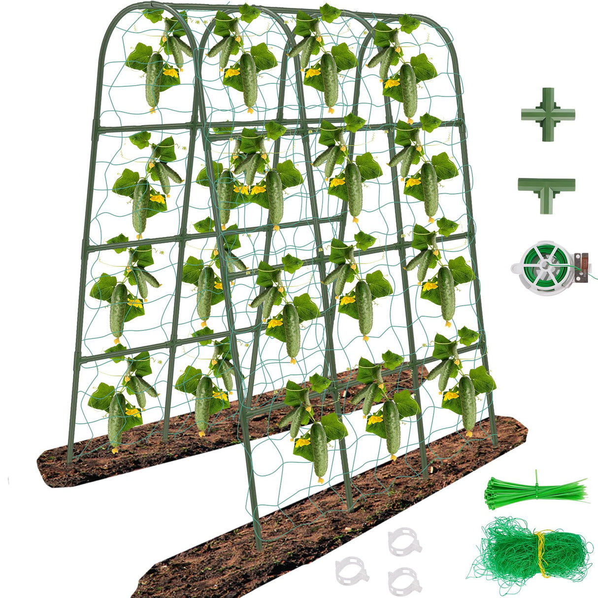 65"×50" Cucumber Trellis for Raised Bed,Tall Metal Arch Garden Trellis for Climbing Plants Outdoor,Vegetables,Plant Support Peas,Fruit,Flower,Grape,Tomato, Bean CFKEMZY