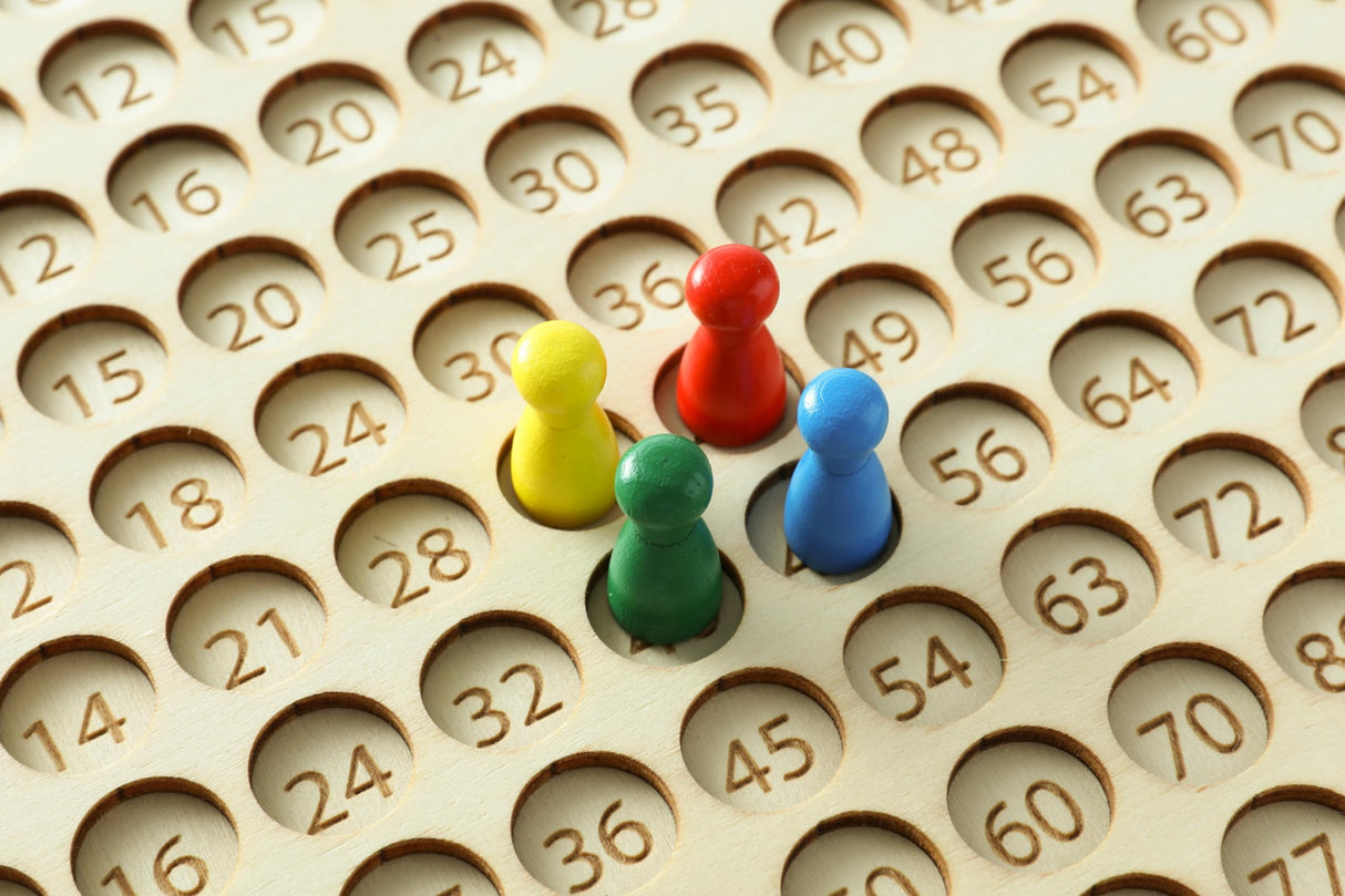 Chimpish Multiplication Games, 12x12 Wooden Montessori Multiplication Board Game, Larger Size Times Table, Montessori Math Learning Materials, Educational Toy for Toddlers, Preschool Gifts for Kids Chimpish