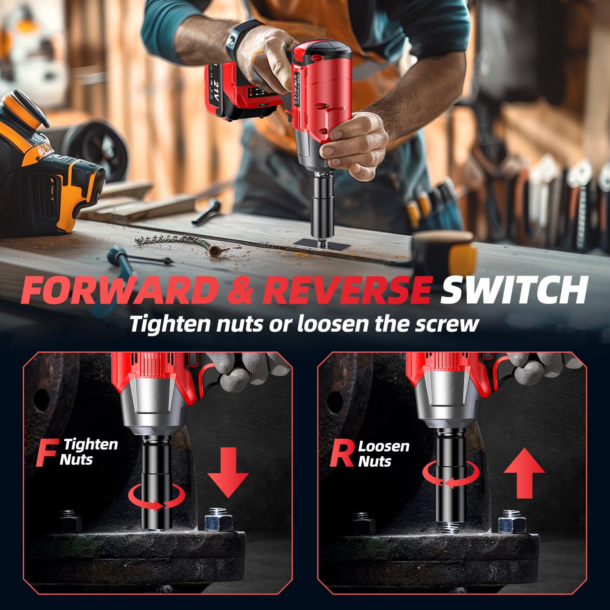 Avhrit Cordless Impact Wrench 1/2 inch, 480Ft-lbs (650Nm) Brushless Power Impact Gun 1/2 drive w/ 4.0Ah Battery, 4 Sockets, 6 Screwdriver Bits, Fast Charger, Electric Impact Wrench for Car Tire Avhrit